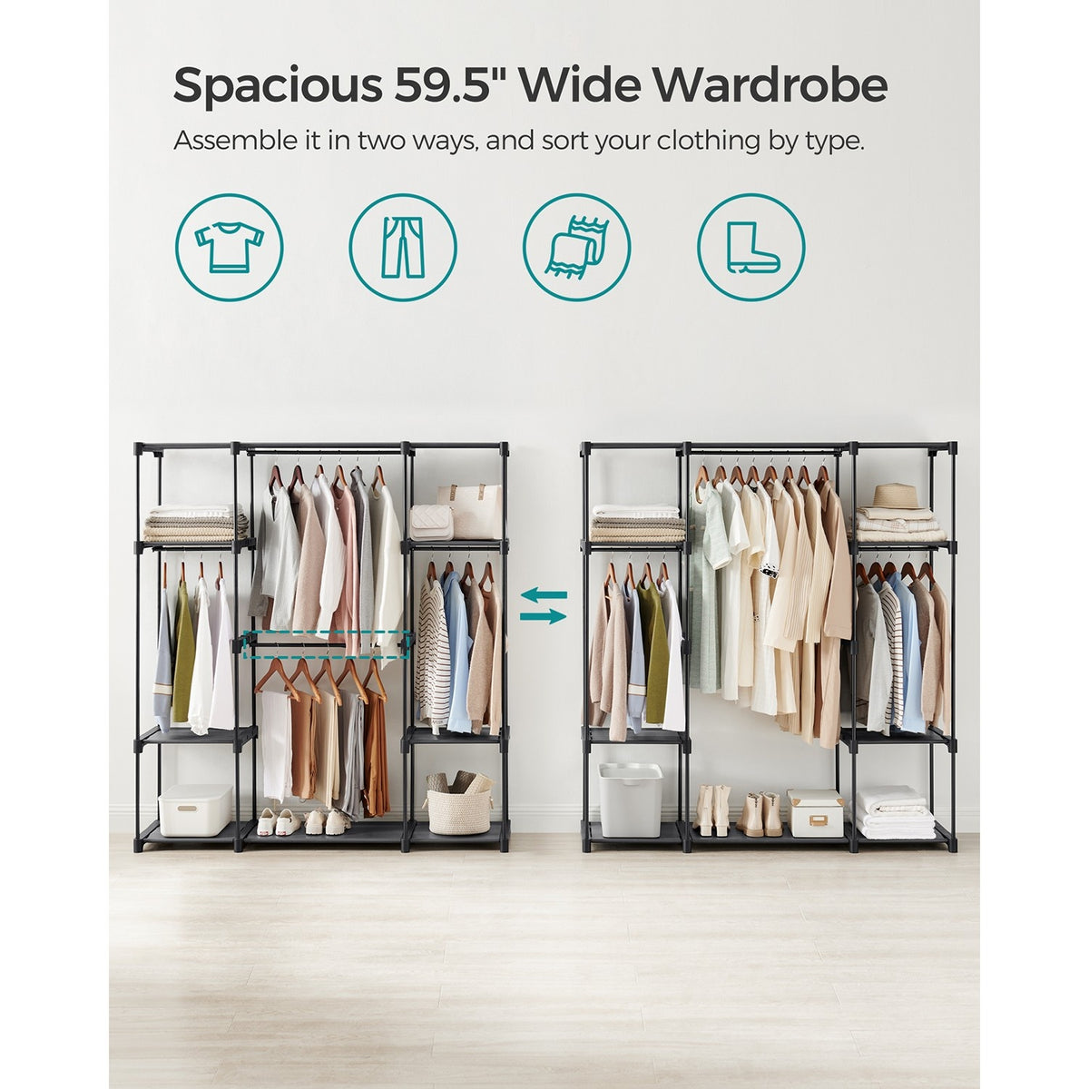 Freestanding Portable Closet With Shelves - product photo 50