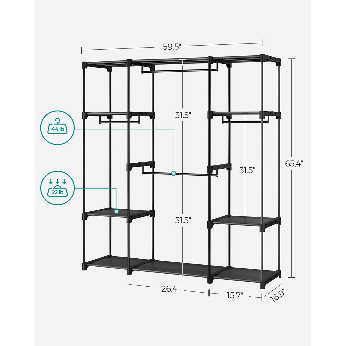 Freestanding Portable Closet With Shelves - product photo 53