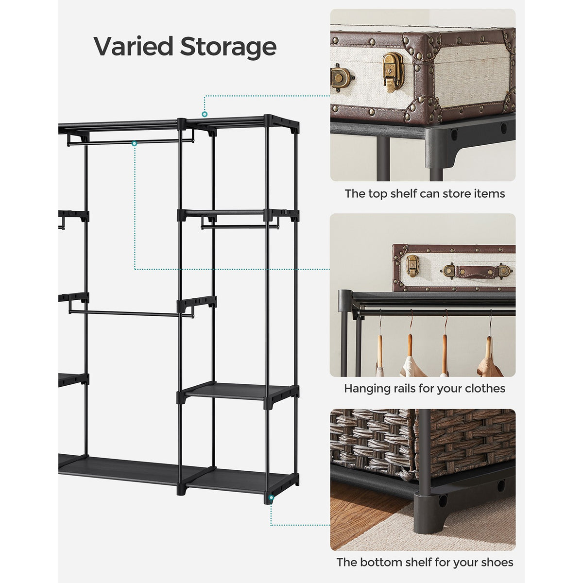 Freestanding Portable Closet With Shelves - product photo 54
