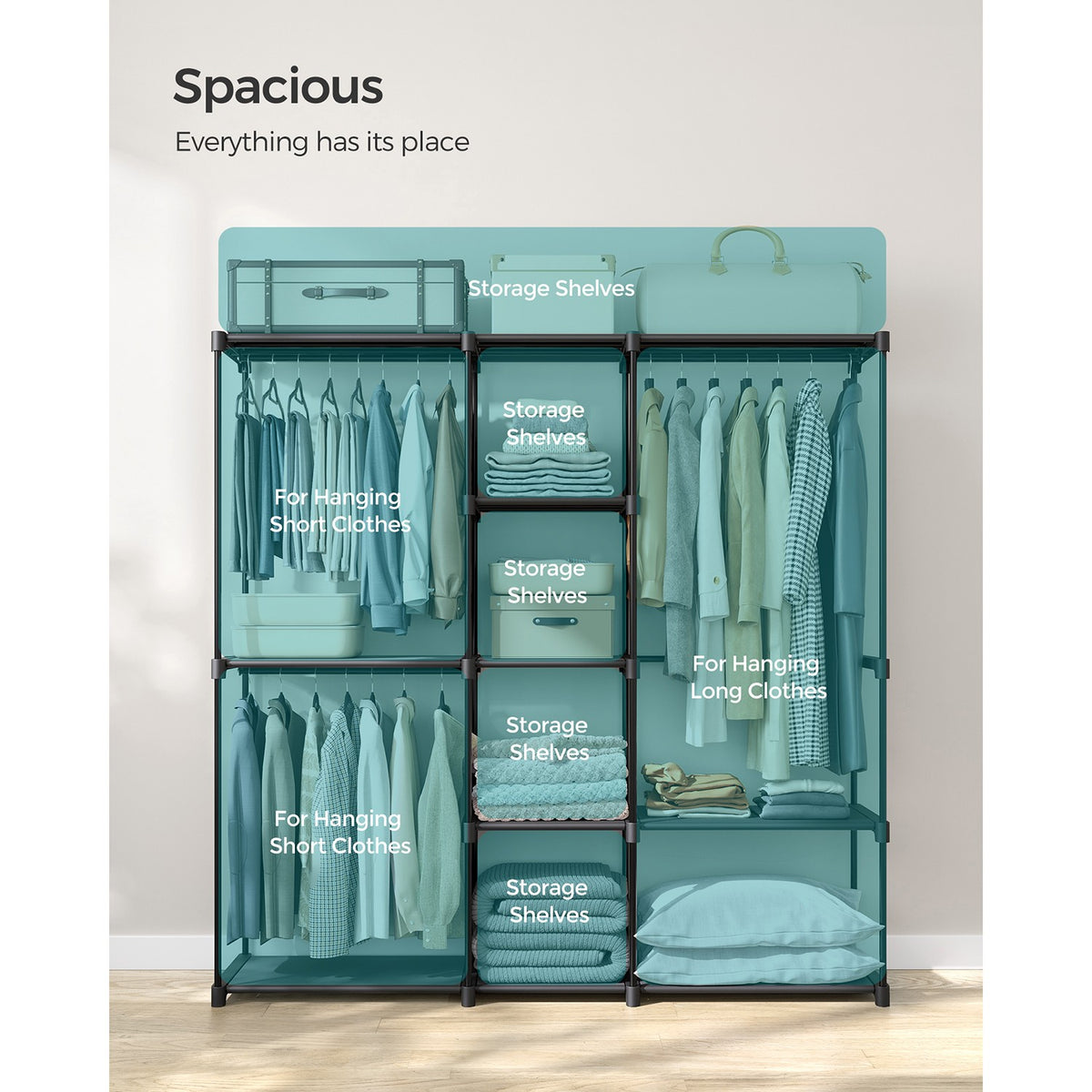 Freestanding Portable Closet With Shelves - product photo 57