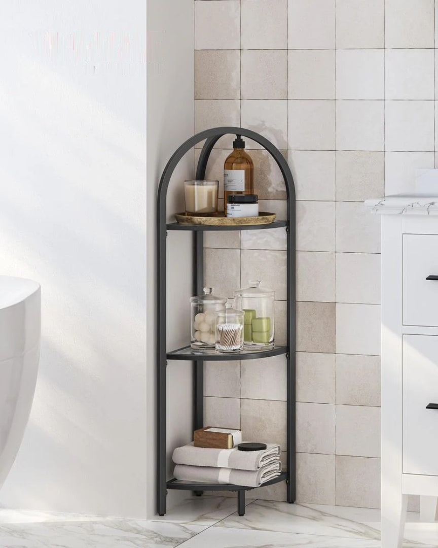 Glass Corner Shelf Stand 3 Or 5 Tier Storage Display Shelf – product view 12 | Ridgefield Furniture