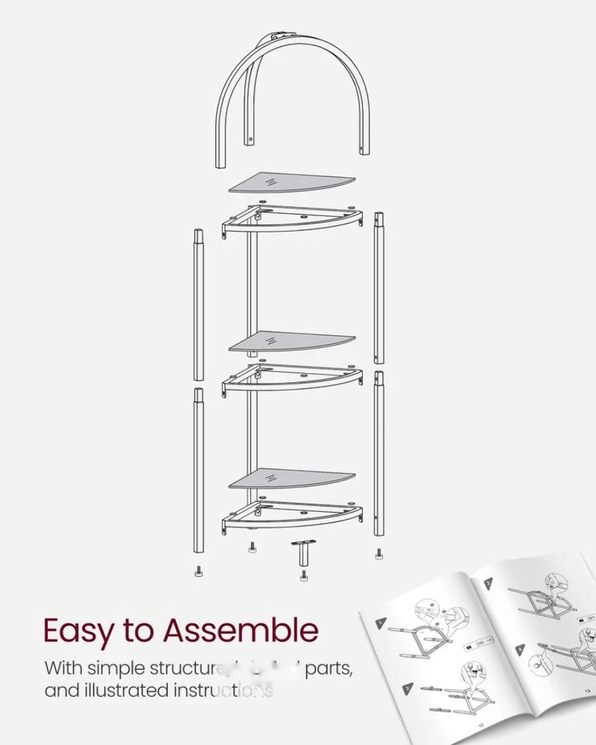 Glass Corner Shelf Stand 3 Or 5 Tier Storage Display Shelf – product view 16 | Ridgefield Furniture