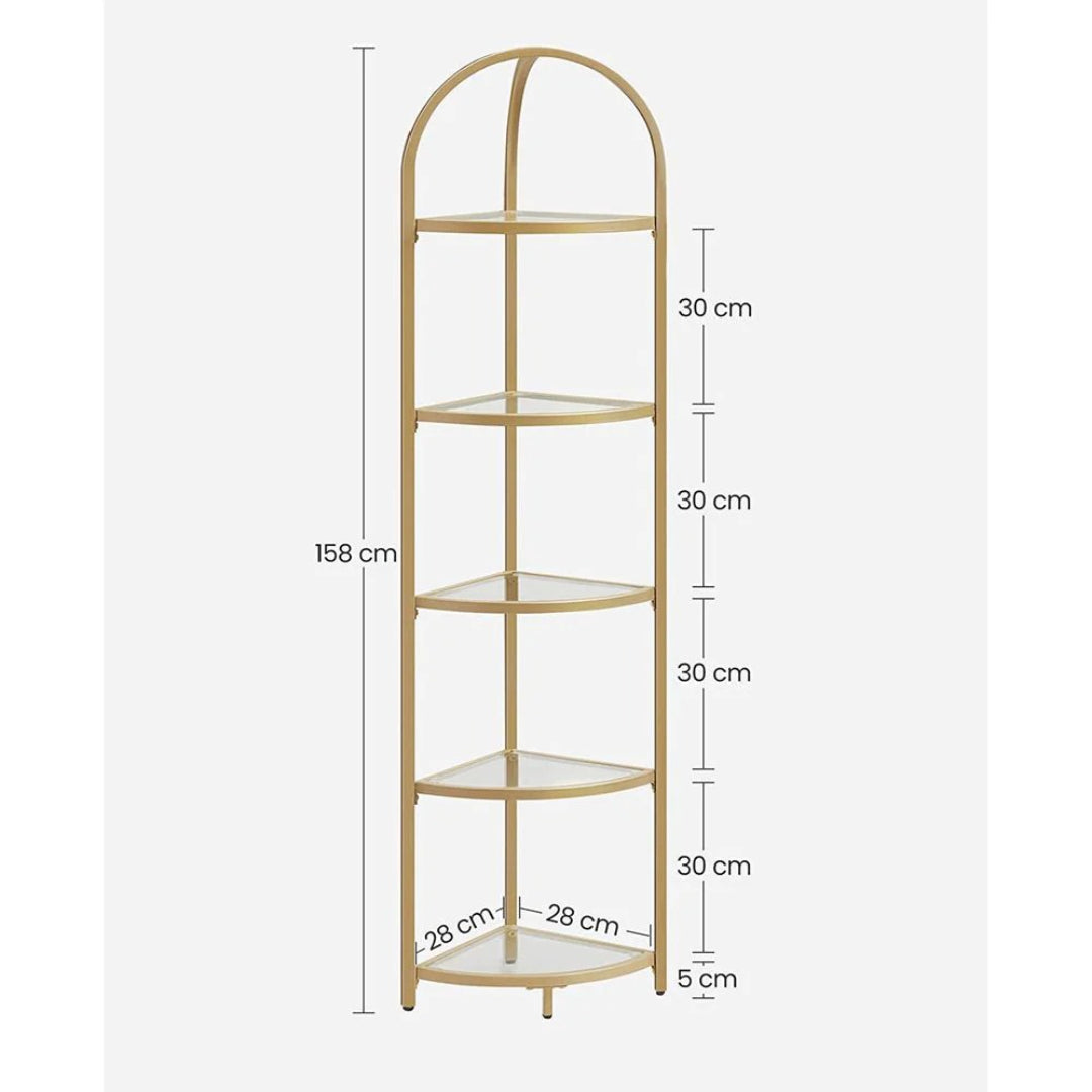 Glass Corner Shelf Stand 3 Or 5 Tier Storage Display Shelf – product view 20 | Ridgefield Furniture