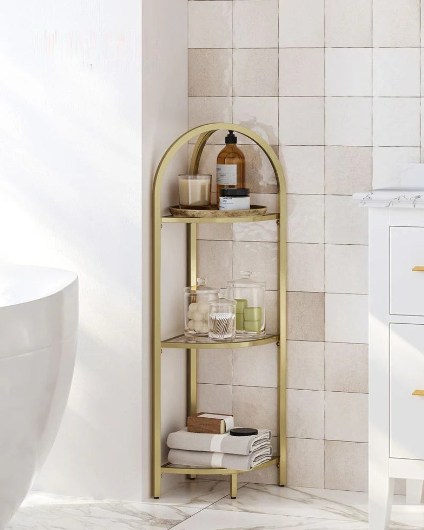Glass Corner Shelf Stand 3 Or 5 Tier Storage Display Shelf – product view 25 | Ridgefield Furniture