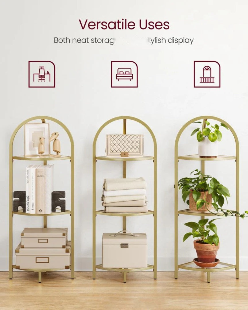 Glass Corner Shelf Stand 3 Or 5 Tier Storage Display Shelf – product view 26 | Ridgefield Furniture