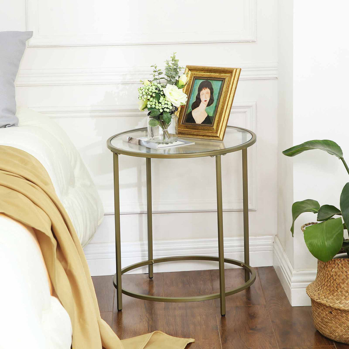 Glass End Table With Metal Frame - product photo 04