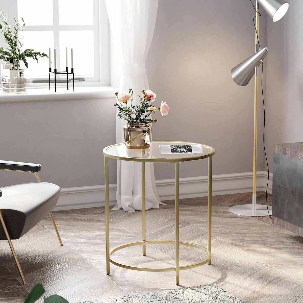 Glass End Table With Metal Frame - product photo 05
