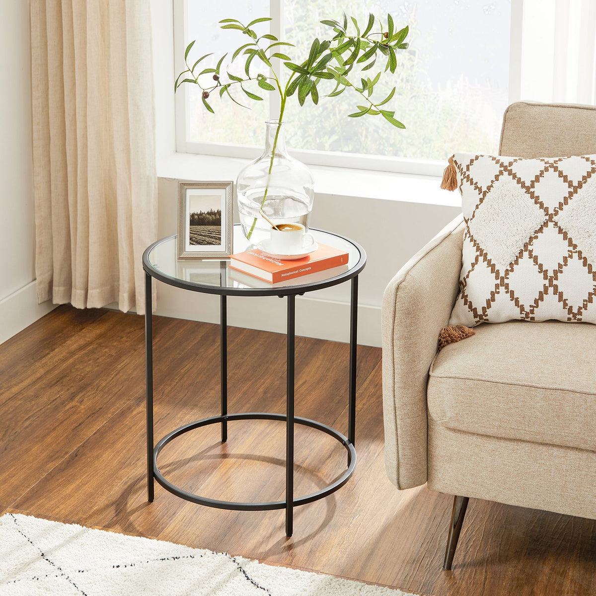 Glass End Table With Metal Frame - product photo 36