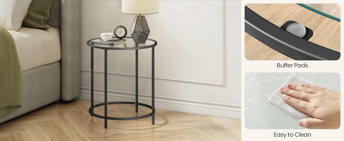 Glass End Table With Metal Frame, Set Of 1 Or 2 Living Room Tables - product photo 57
