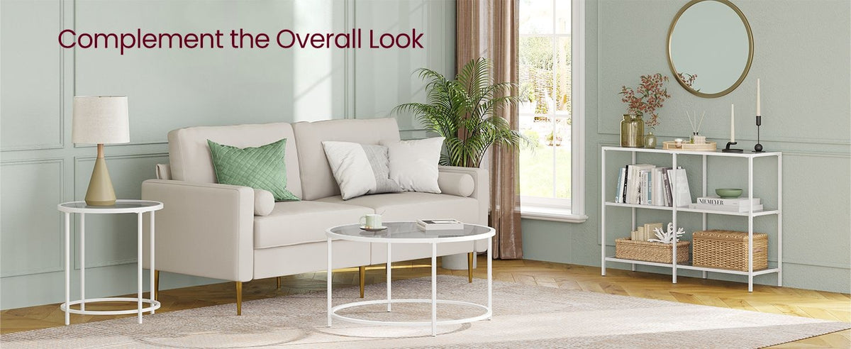 Glass End Table With Metal Frame, Set Of 1 Or 2 Living Room Tables - product photo 59