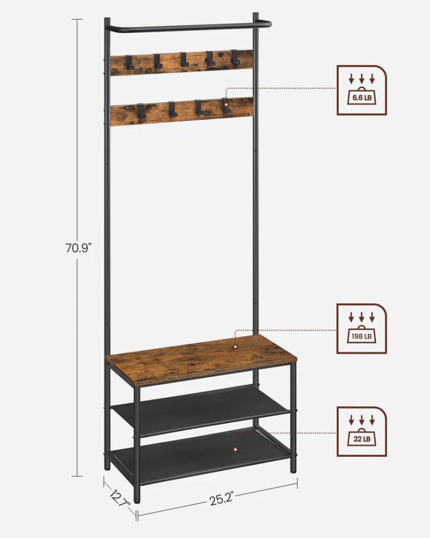 Hall Tree With Bench – product view 8 | Ridgefield Furniture