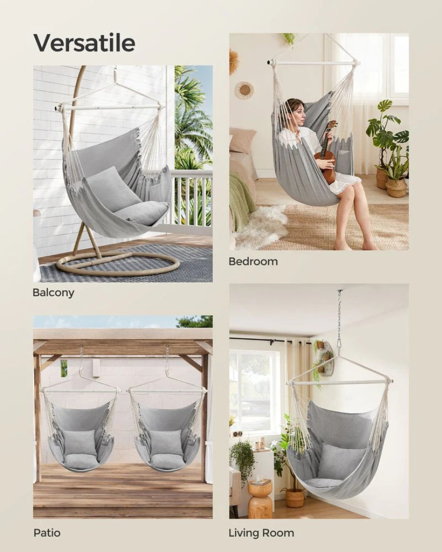 Hammock Chair With Cushions Hanging Swing Chair 330lb Capacity – product view 7 | Ridgefield Furniture