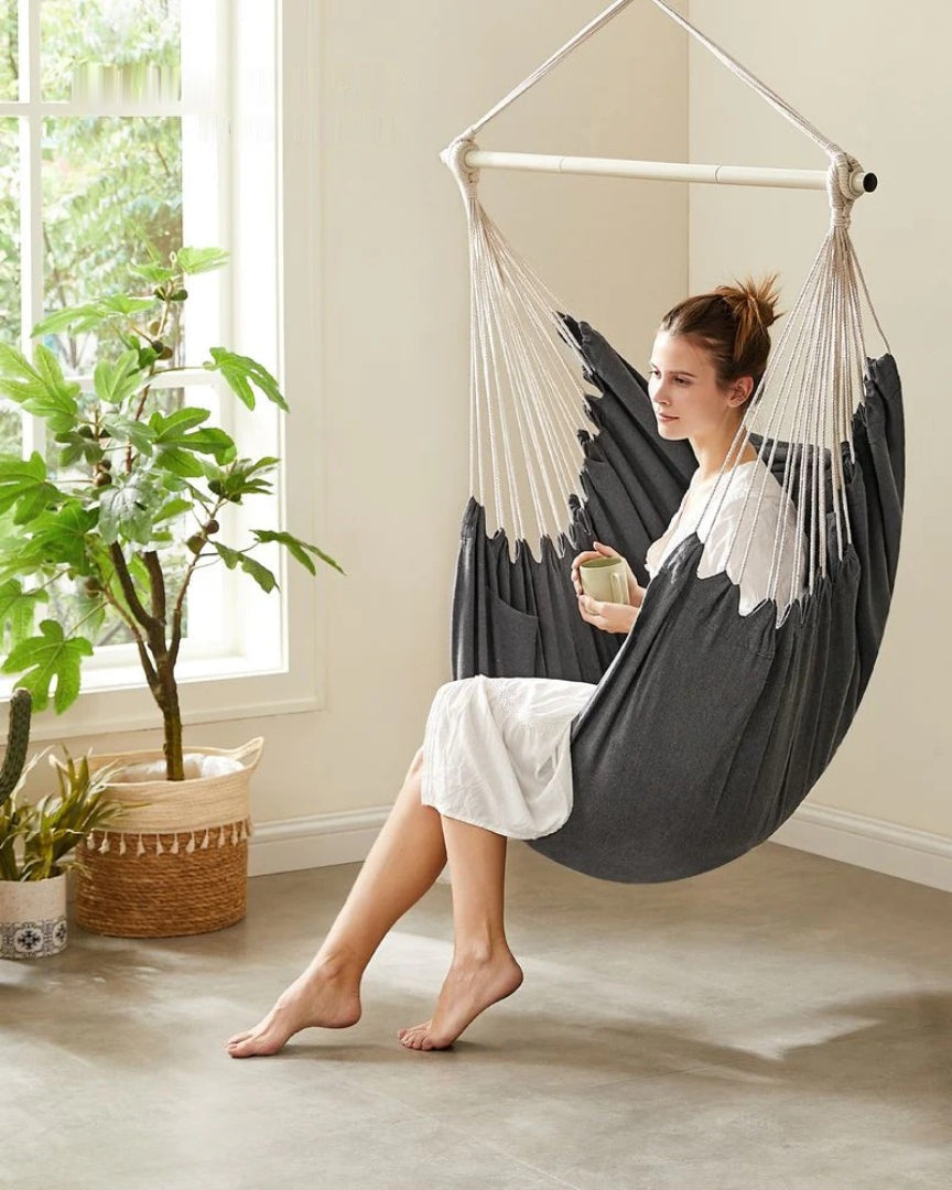 Hammock Chair With Cushions Hanging Swing Chair 330lb Capacity – product view 9 | Ridgefield Furniture