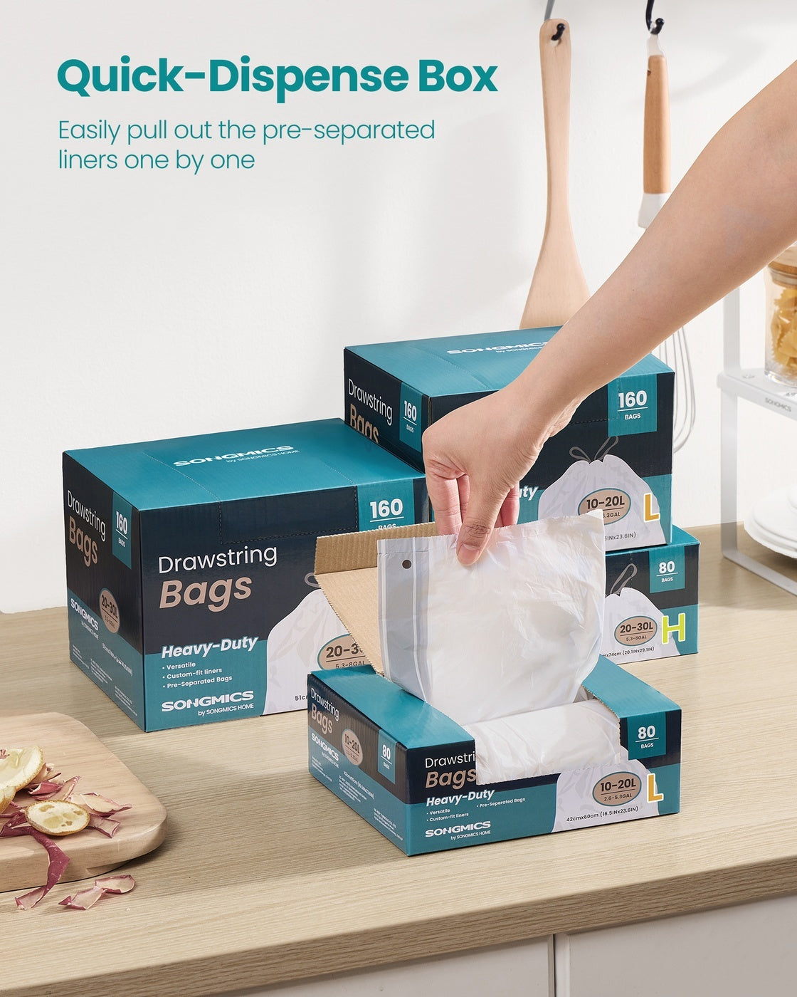 Heavy-Duty Garbage Bags With Drawstrings - product photo 04
