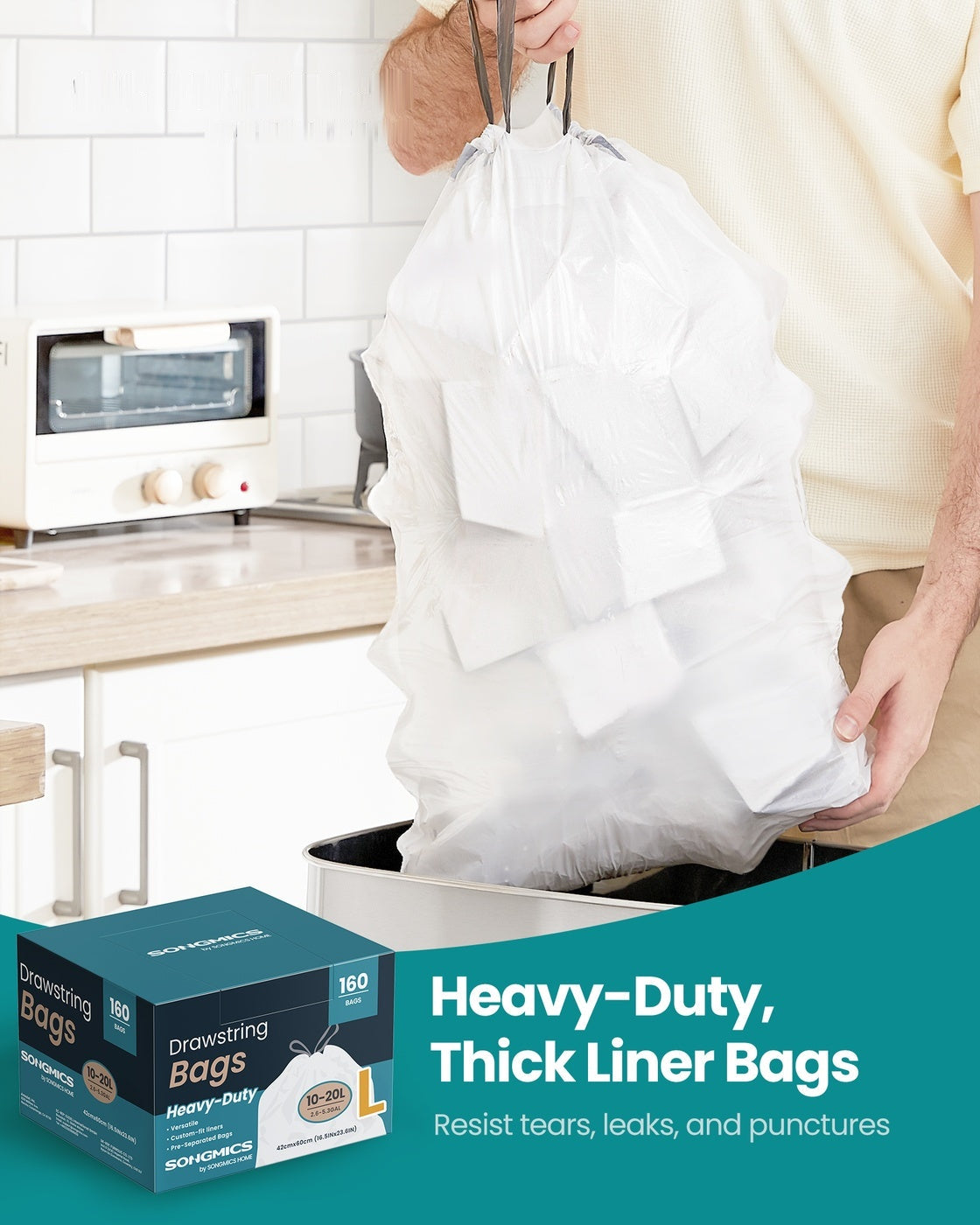 Heavy-Duty Garbage Bags With Drawstrings - product photo 17