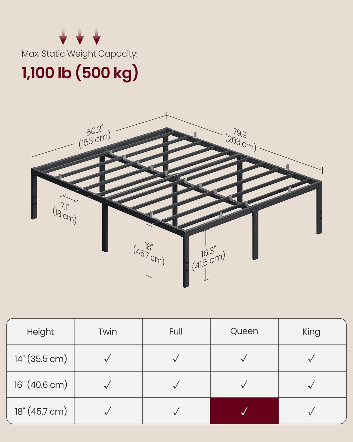 Heavy Duty Metal Bed Frame With Underbed Storage - product photo 17