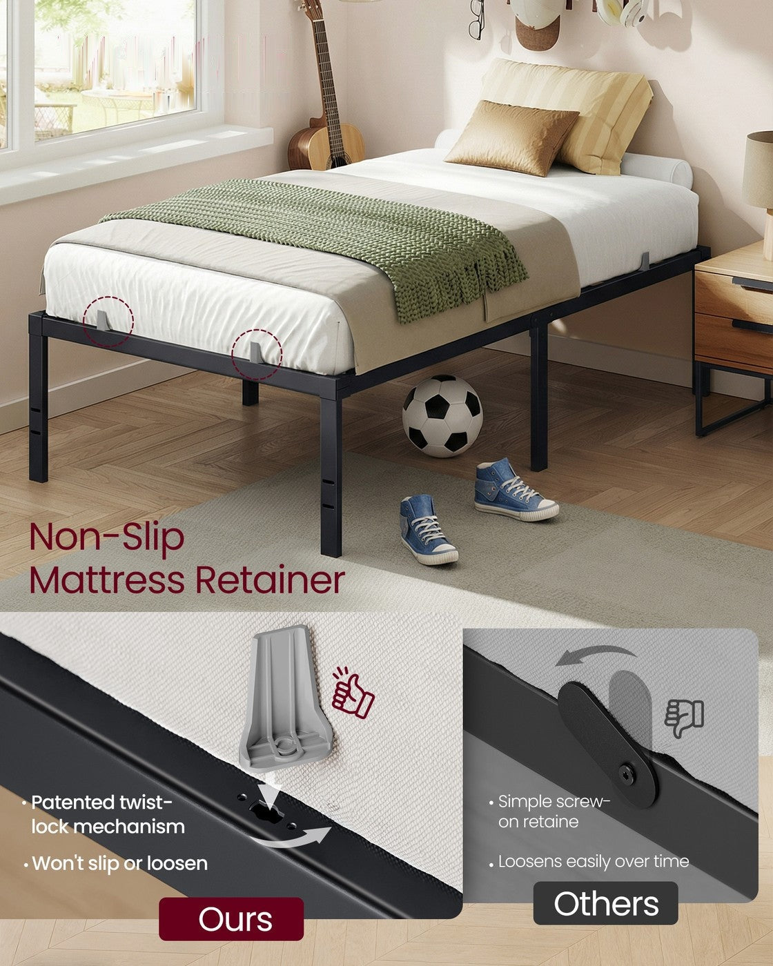 Heavy Duty Metal Bed Frame With Underbed Storage - product photo 21