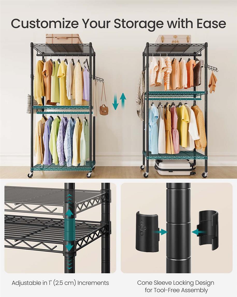Heavy-Duty Rolling Clothes Rack - product photo 16