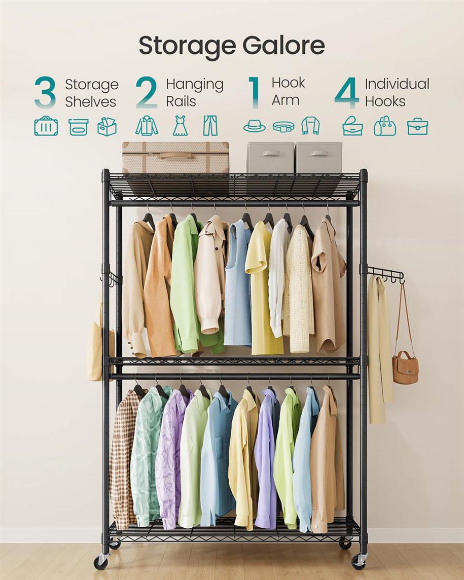Heavy-Duty Rolling Clothes Rack - product photo 21