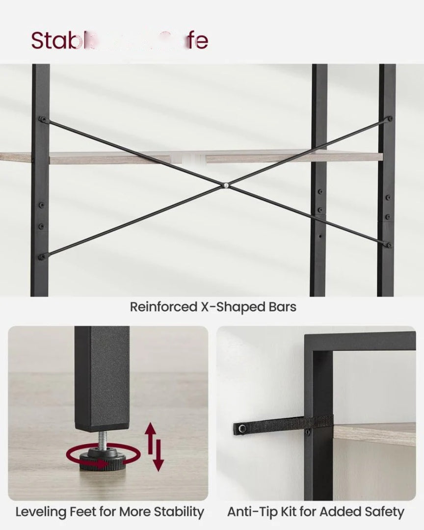 6 Tier Industrial Bookshelf With Steel Frame – product view 6 | Ridgefield Furniture