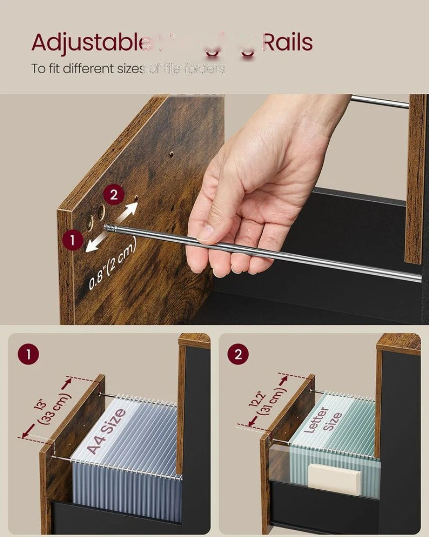 2 Drawer Rolling File Cabinet With Lockable Wheels – product view 8 | Ridgefield Furniture