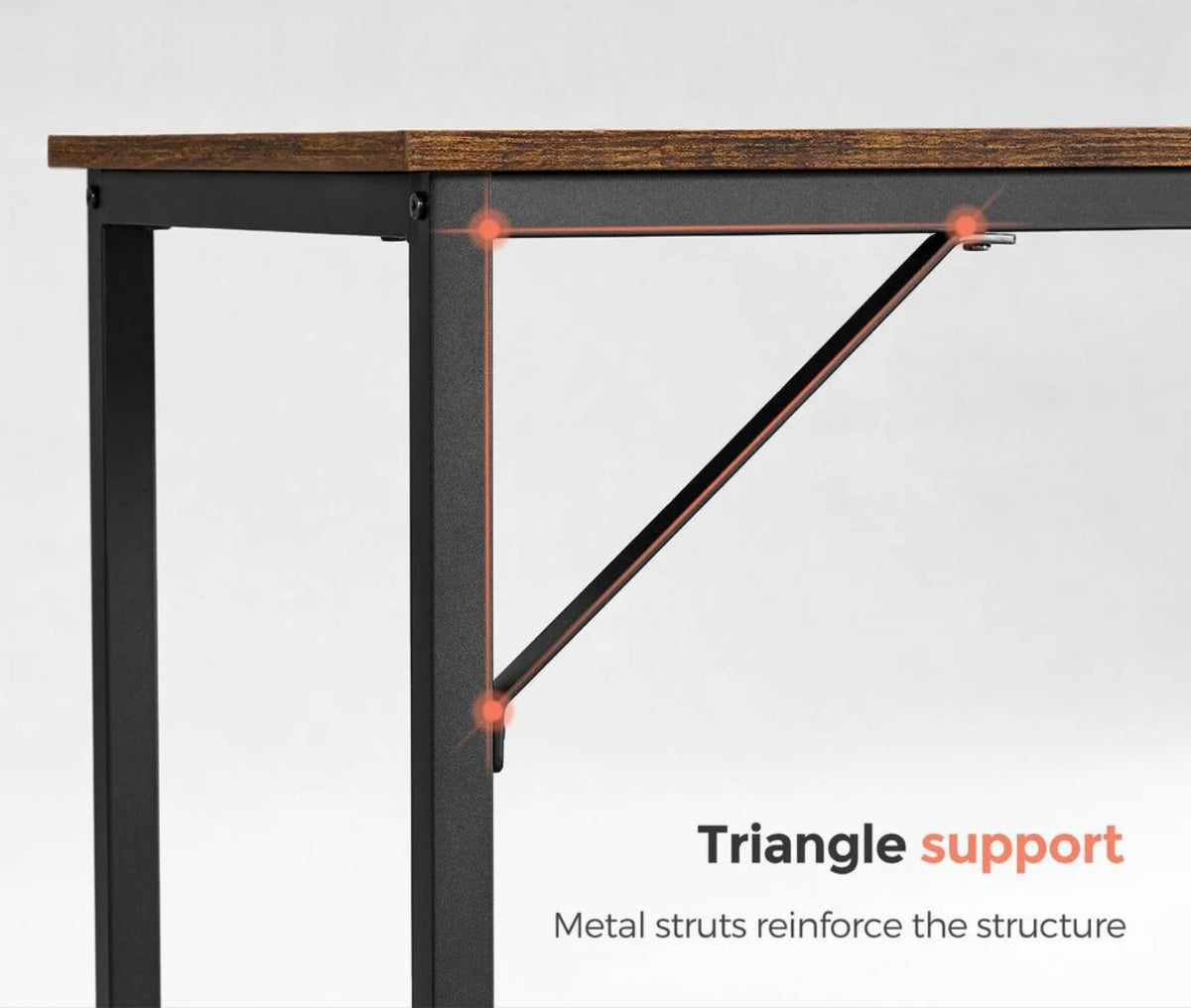 55 Inch Writing Desk For Home Office With Metal Frame – product view 4 | Ridgefield Furniture