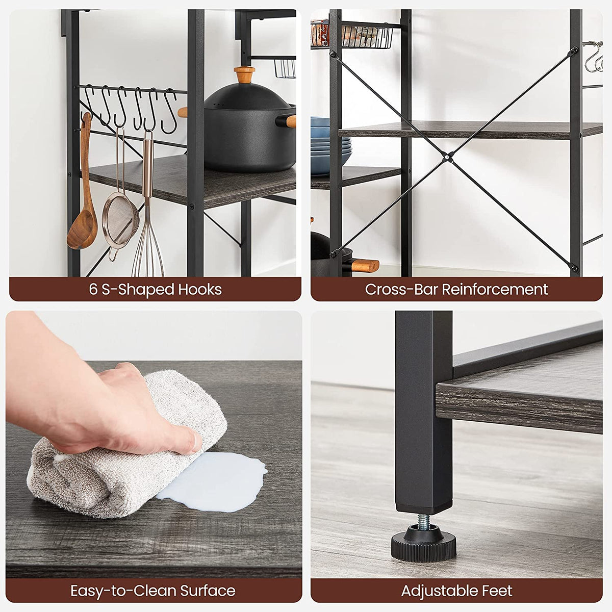 Industrial Brown Baker’s Rack With Shelves - product photo 19