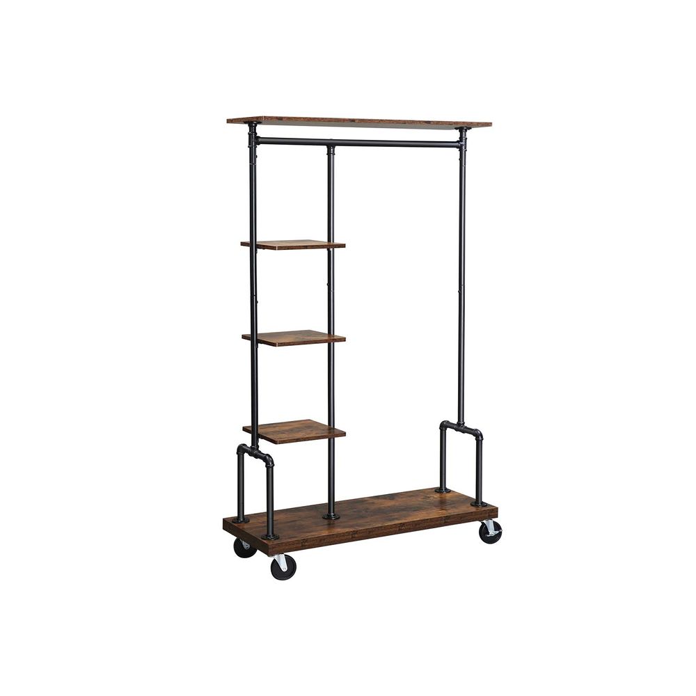 Industrial Brown Clothing Rack On Wheels - product photo 01