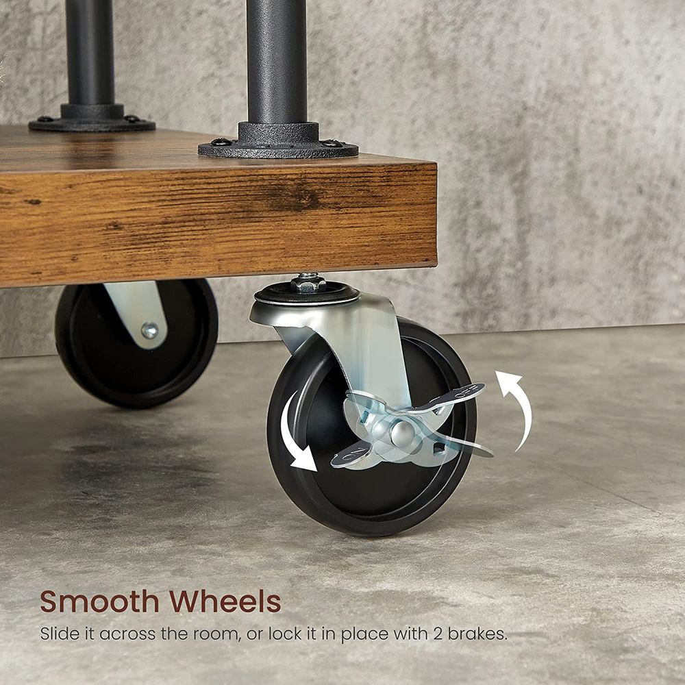Industrial Brown Clothing Rack On Wheels - product photo 03