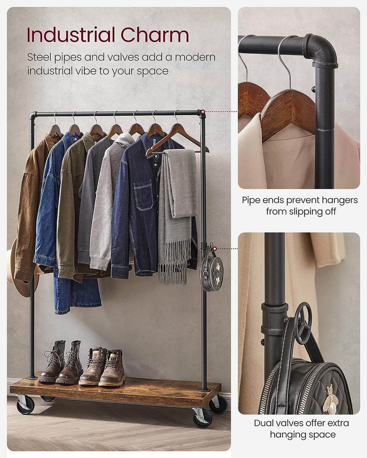 Industrial Pipe Garment Rack - product photo 05