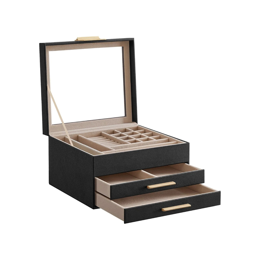 Jewelry Box Organizer With Glass Lid 2 To 6 Layer Storage – product view 4 | Ridgefield Furniture