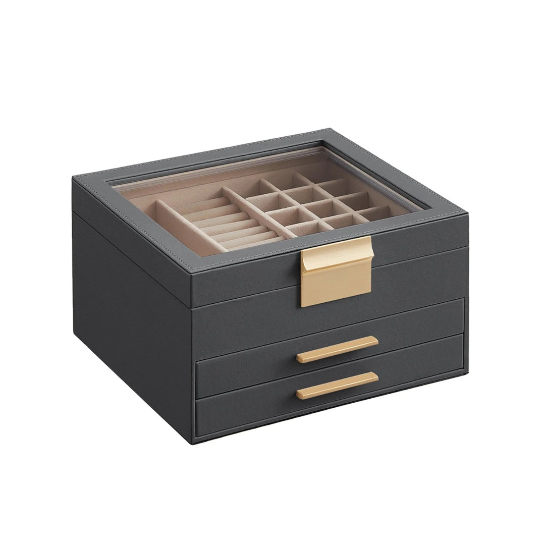 Jewelry Box Organizer With Glass Lid 2 To 6 Layer Storage – product view 8 | Ridgefield Furniture