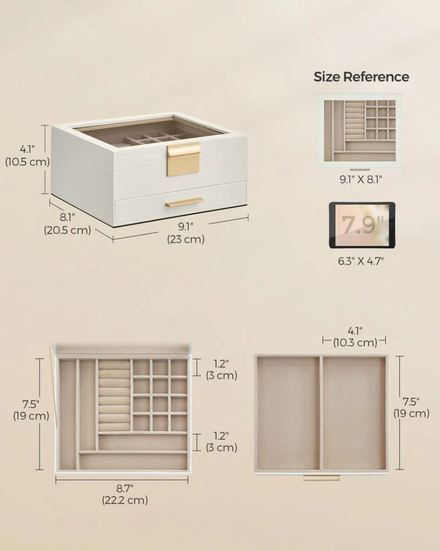 Jewelry Box Organizer With Glass Lid 2 To 6 Layer Storage – product view 24 | Ridgefield Furniture