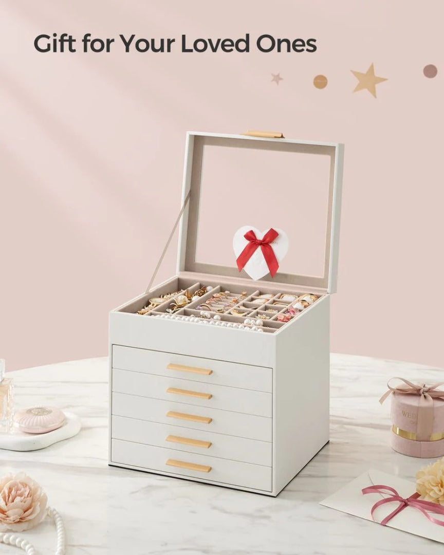 Jewelry Box Organizer With Glass Lid 2 To 6 Layer Storage – product view 34 | Ridgefield Furniture