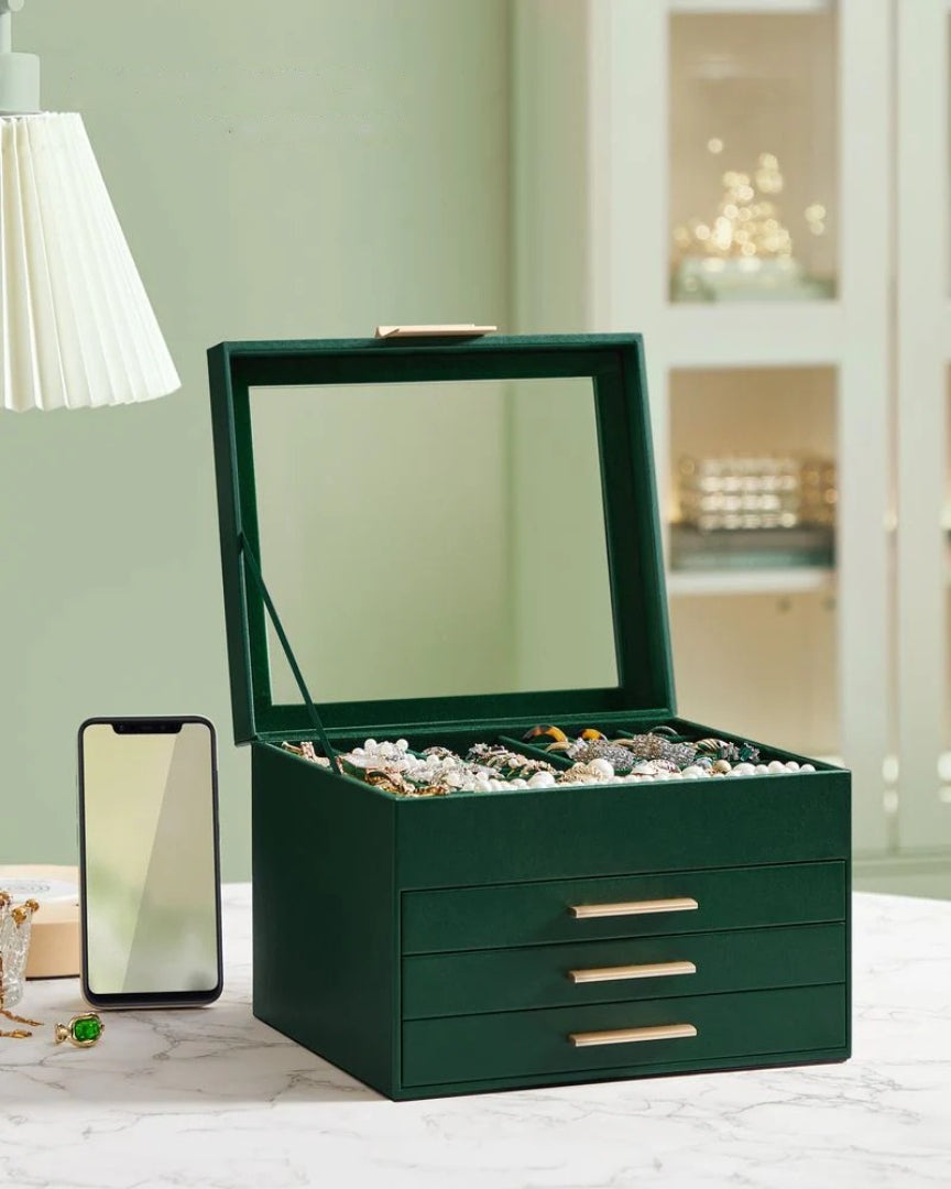 Jewelry Box Organizer With Glass Lid 2 To 6 Layer Storage – product view 44 | Ridgefield Furniture