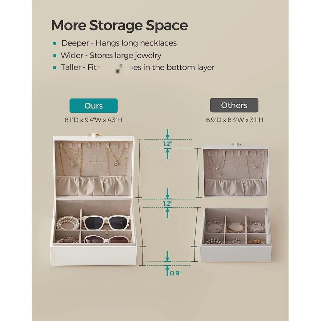 Jewelry Box Organizer With Handle 2 Layer Storage – product view 9 | Ridgefield Furniture
