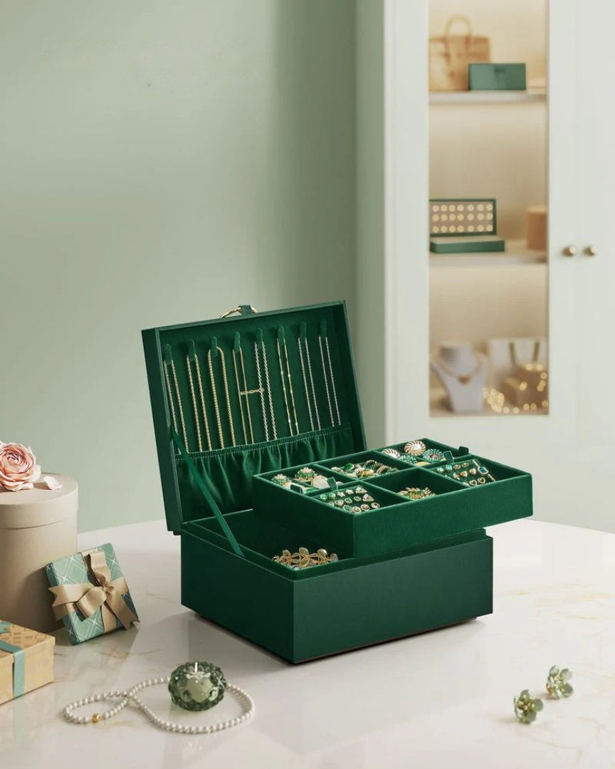 Jewelry Box Organizer With Handle 2 Layer Storage – product view 17 | Ridgefield Furniture