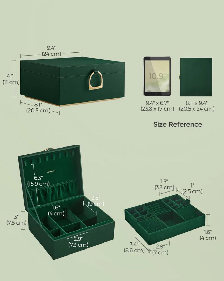 Jewelry Box Organizer With Handle 2 Layer Storage – product view 18 | Ridgefield Furniture