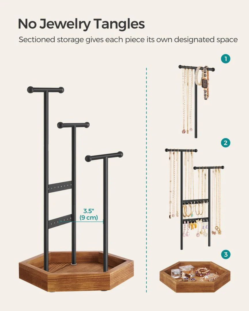 Jewelry Holder Stand With Metal Frame And Tray – product view 10 | Ridgefield Furniture