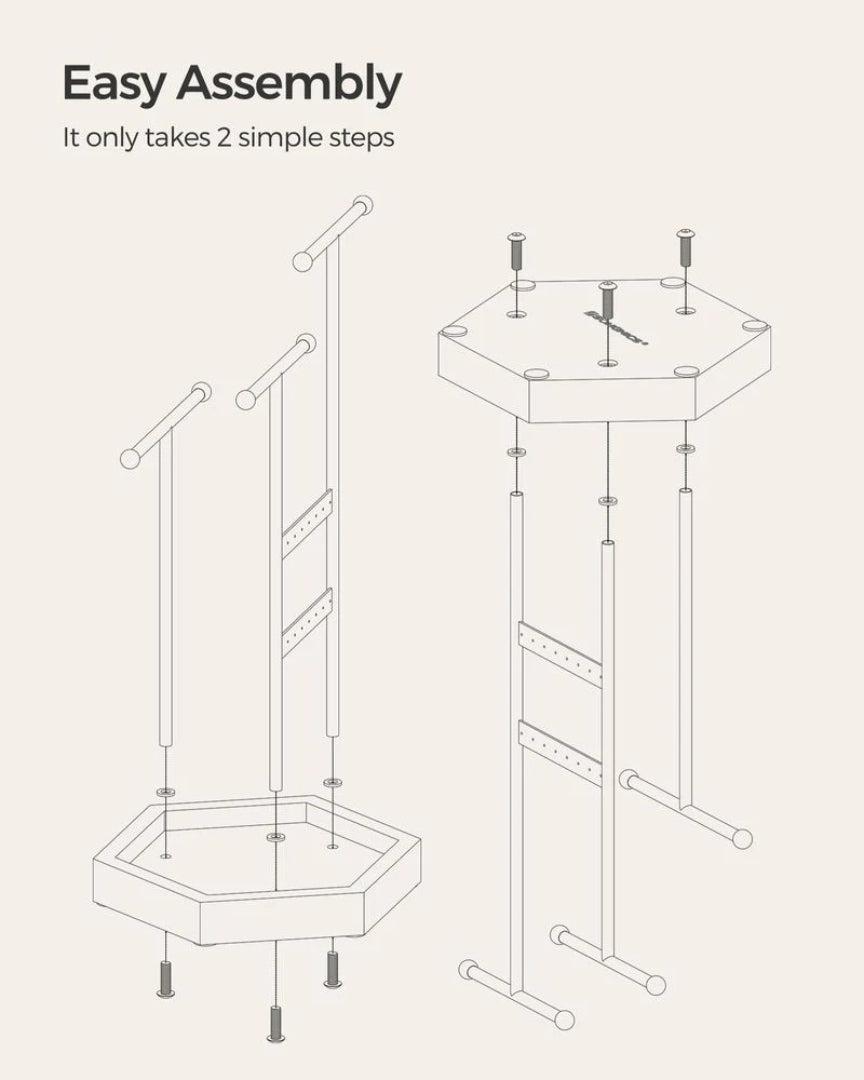 Jewelry Holder Stand With Metal Frame And Tray – product view 13 | Ridgefield Furniture