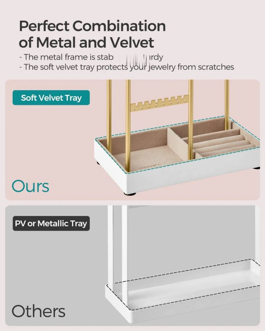 Jewelry Holder Stand With Metal Frame And Velvet Tray – product view 11 | Ridgefield Furniture