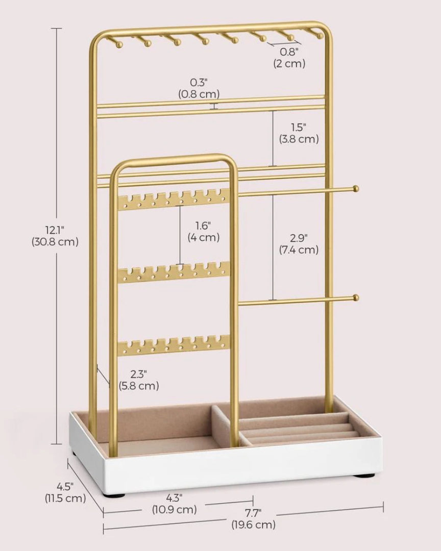Jewelry Holder Stand With Metal Frame And Velvet Tray – product view 12 | Ridgefield Furniture