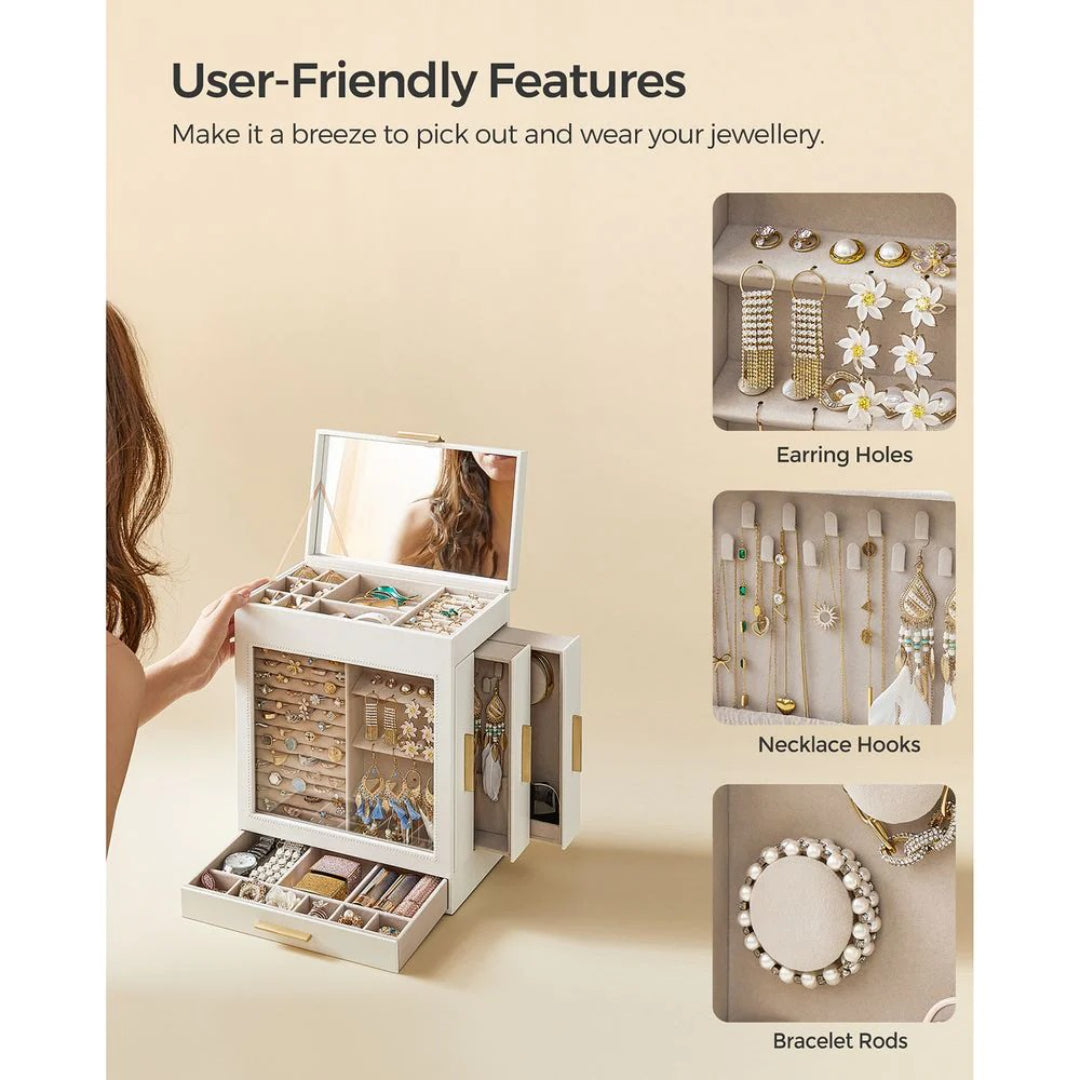 Jewelry Organizer Box With Mirror 5 Layer And Side Drawers – product view 10 | Ridgefield Furniture