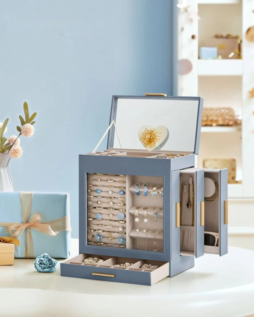 Jewelry Organizer Box With Mirror 5 Layer And Side Drawers – product view 18 | Ridgefield Furniture