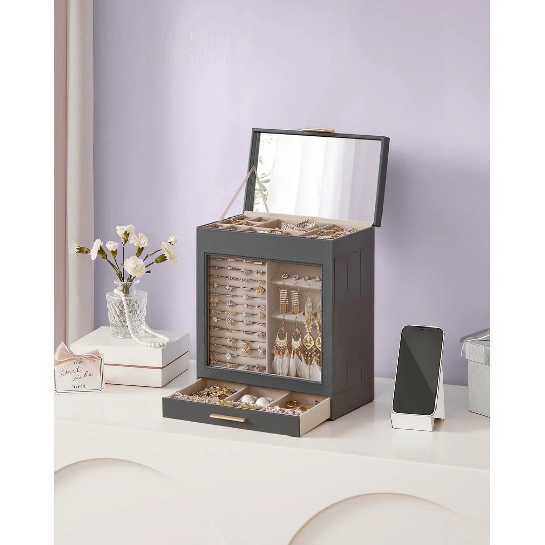 Jewelry Organizer Box With Mirror 5 Layer And Side Drawers – product view 20 | Ridgefield Furniture