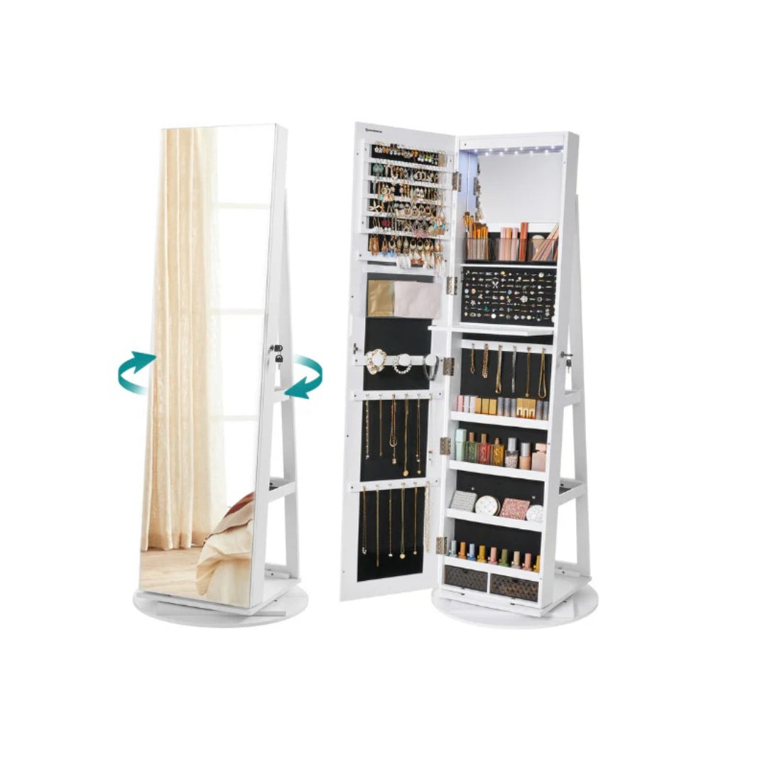 Jewelry Organizer Cabinet With Mirror LED Lights And Storage – product view 1 | Ridgefield Furniture