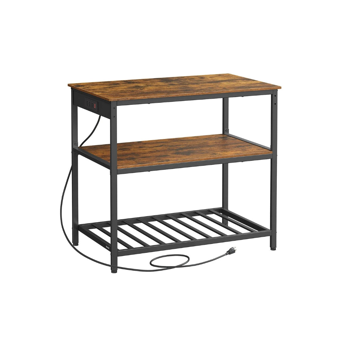 Kitchen Island with Power Outlet and 3-Tier Storage Shelves – product view 1 | Ridgefield Furniture