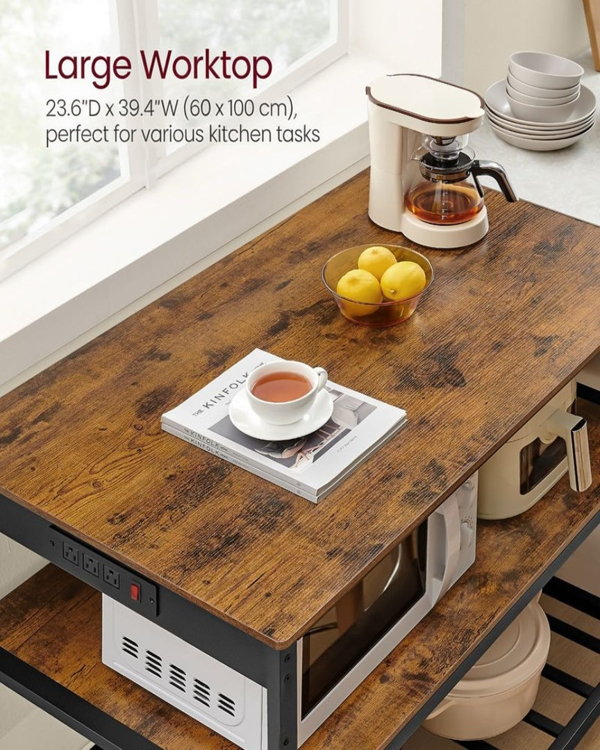 Kitchen Island with Power Outlet and 3-Tier Storage Shelves – product view 6 | Ridgefield Furniture