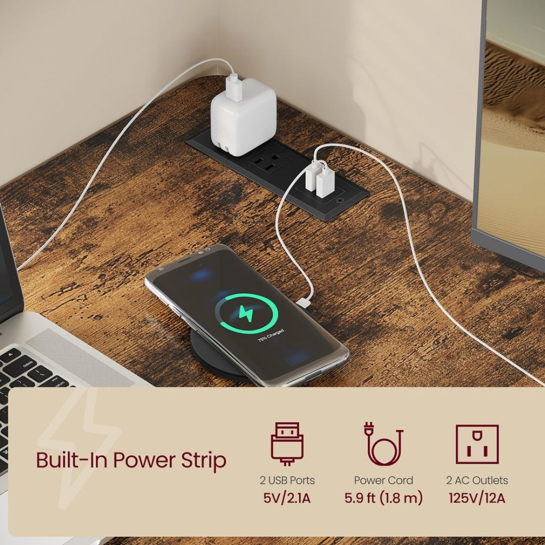 L Shaped Electric Standing Desk With Power Outlets – product view 5 | Ridgefield Furniture