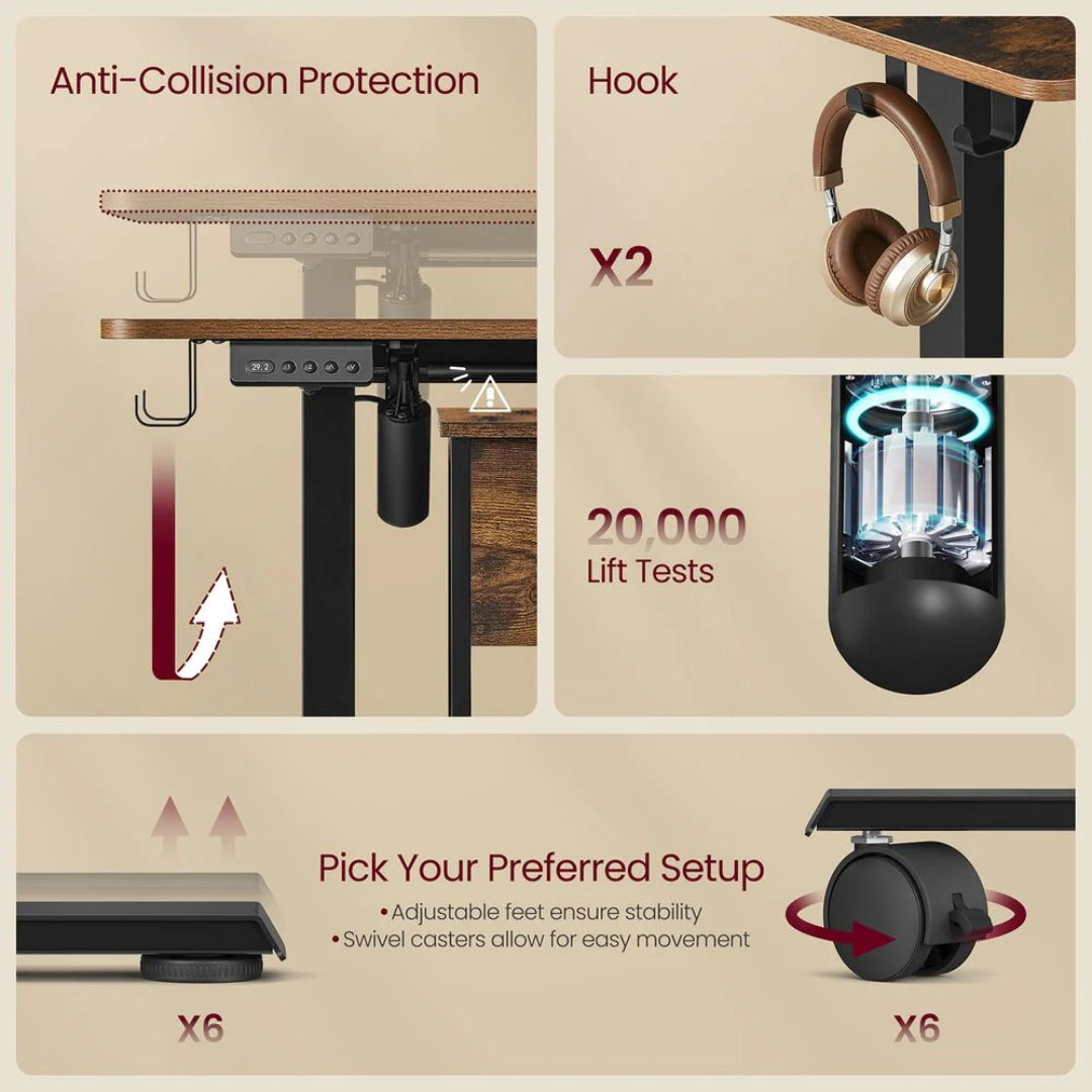 L Shaped Electric Standing Desk With Power Outlets – product view 6 | Ridgefield Furniture